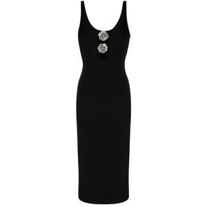 Blumarine Midi Dress With Decorative Rose Embellishments - NWT